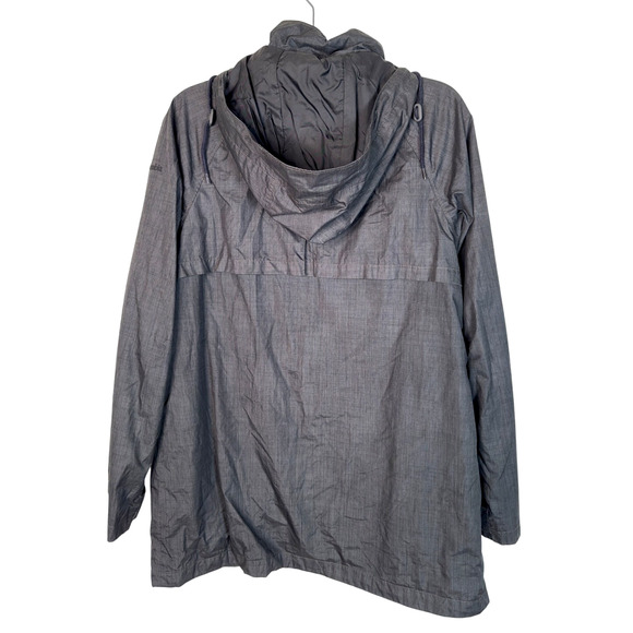 Columbia Womans M Long $129 Waterproof Hiking Jacket Hoooded Rain Coat Gray - Picture 2 of 9